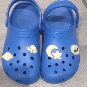 CROCS Blue Kids Sandals with Glow In The Dark Space Charms